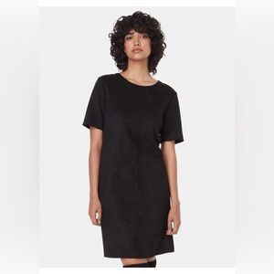 Twik by Simons Black Faux Suede Short Sleeve Mini Dress Size XS